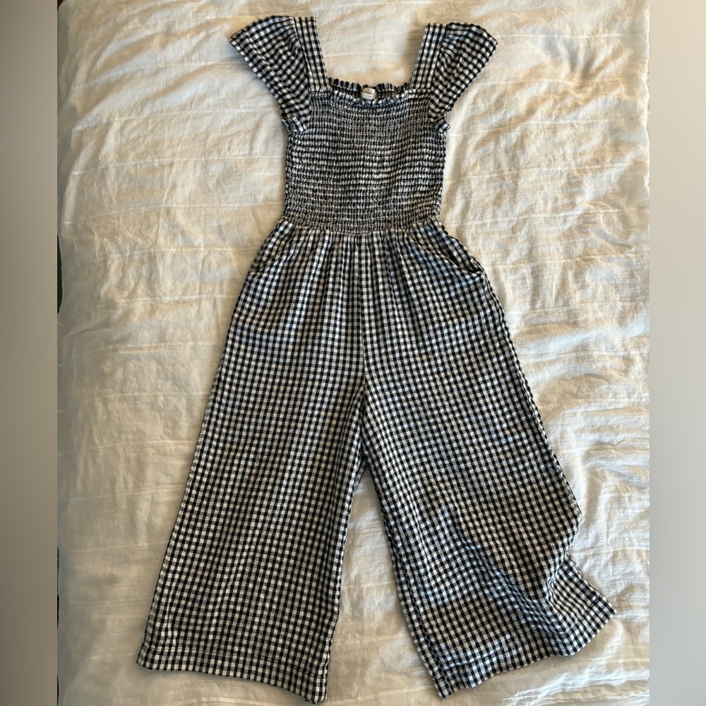 Tucker + Tate Medium 7/8 Checkered Jumpsuit Gingham Boardwalk smocked